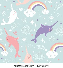 Narwhal Pattern Art Print