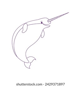 Narwhal Sea Mammal Outline Illustration