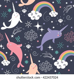 Narwhal Seamless  Pattern 