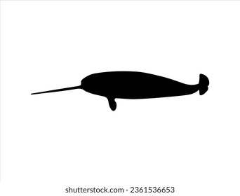 Narwhal silhouette vector art white background