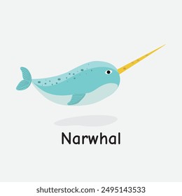 Narwhal Vector Illustration: Tusked Marine Mammal