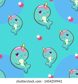 narwhal vector pattern graphic design