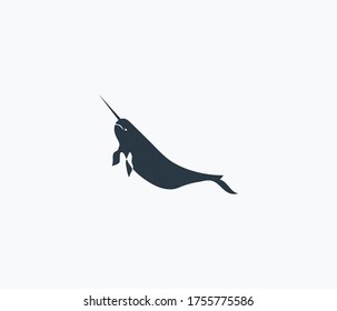 Narwhal whale icon isolated on clean background. Narwhal whale icon concept drawing icon in modern style. Vector illustration for your web mobile logo app UI design.