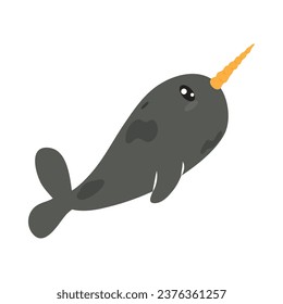 narwhal whale illustration vector isolated