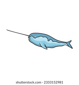 Narwhal whale vector icon.Color vector icon isolated on white background narwhal whale.