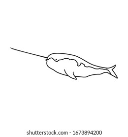 Narwhal whale vector icon.Outline vector icon isolated on white background narwhal whale.