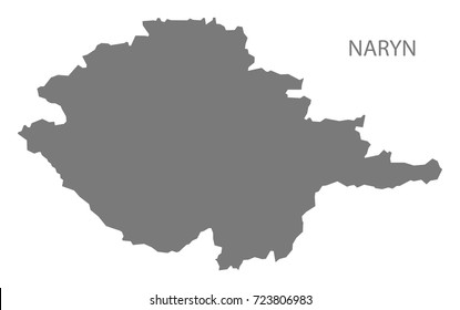 Naryn region map of Kyrgyzstan grey illustration silhouette shape