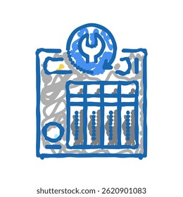 Vector de bosquejo del icono del doodle de la recuperación de datos del NAS. Ilustración aislada del símbolo