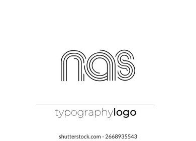 NAS modern geometric typography logo. Modern and stylish composition featuring a monochromatic typography logo illustration designed with intricate lines.