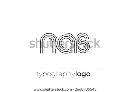 NAS modern geometric typography logo. Modern and stylish composition featuring a monochromatic typography logo illustration designed with intricate lines.