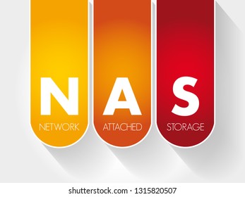 NAS - Network Attached Storage acronym, technology concept