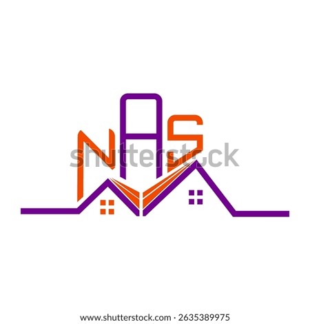 NAS Real State logo design, NAS simple and modern logo. NAS luxurious alphabet design  