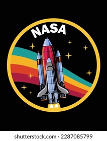 NASA Spaceship T Shirt Design