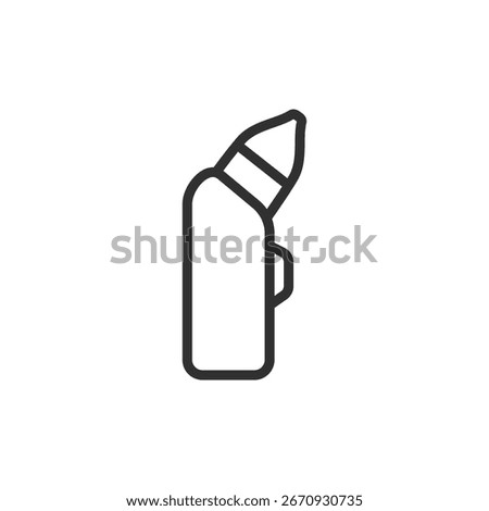 Nasal aspirator device, linear icon. Infant mucus suction for nasal hygiene. Line with editable stroke.