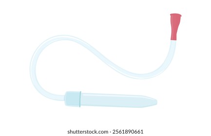 Nasal aspirator flat vector set in cartoon style isolated on white background. Baby nasal aspirator, baby runny nose cleaning equipment. Baby medical equipment. Baby product.