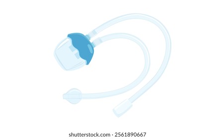 Nasal aspirator flat vector set in cartoon style isolated on white background. Baby nasal aspirator, baby runny nose cleaning equipment. Baby medical equipment. Baby product.