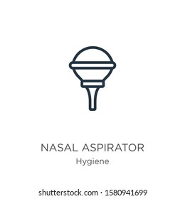 Nasal aspirator icon. Thin linear nasal aspirator outline icon isolated on white background from hygiene collection. Line vector sign, symbol for web and mobile