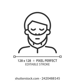 Nasal cannula linear icon. Oxygen therapy. Hospital services respiratory system. Medical condition rehabilitation. Thin line illustration. Contour symbol. Vector outline drawing. Editable stroke