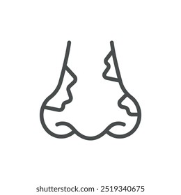 Nasal Crusts Icon. Thin Line Illustration of Nose with Crusts Representing Dryness and Irritation. Medical Vector Sign for Nasal Crust Formation and Health Issues