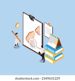 Nasal disorder treatment. Snots, running nose isometric 3d vector concept for banner, website, illustration, landing page, etc