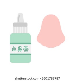 Nasal drops nose illustration material Translation: Nasal drops
