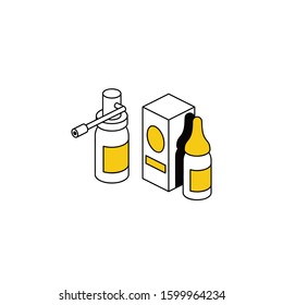 Nasal drops. Vector line, 3d stroke isometric, color web icon, new flat style. Creative illustration design, abstract idea for infographics.