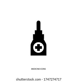Nasal or eye spray. Сontainer for fluid. Medicine icon in flat style