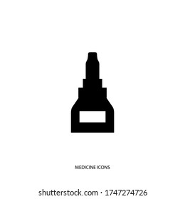 Nasal or eye spray. Сontainer for fluid. Medicine icon in flat style