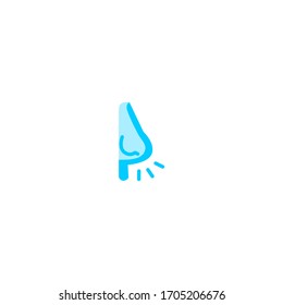nasal icon. simple, flat, blue. medical and health icon.