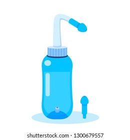 Nasal Irrigation, Neti pot, Sinus Rinse Kits cartoon vector illustration isolated on EPS10.