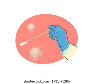 Nasale Nasopharyngeal und Buccal Swab - Buccal Smear Testing for COVID-19 - Icon als eps 10 File.