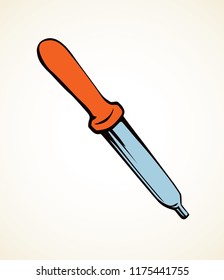Nasal sick cure essence falling cell rubber tube on white background. Bright red color line hand drawn ill object logo pictogram sketch in retro doodle graphic style. Closeup view with space for text