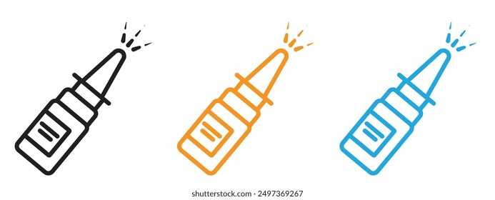 Nasal spray bottle icon Flat vector set outline