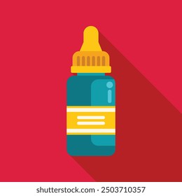Nasal spray bottle icon in flat style with long shadow on a red background