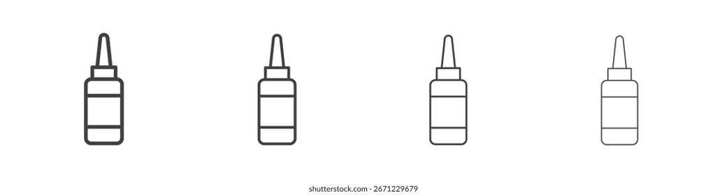 Icono de botella de aerosol nasal. Icono de línea delgada para el diseño y desarrollo de Sitios web, desarrollo App.