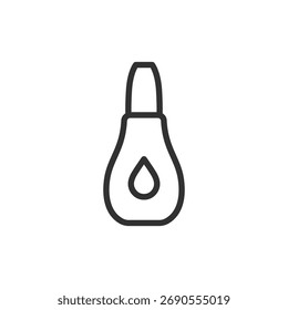 Garrafa de spray nasal, ícone linear. Tratamento médico e cuidados respiratórios. Linha com traçado editável.