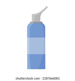 Nasal spray bottle template. Flat sprayer isolated on white background. Pharmacy aerosol for rhinitis treatment. Object vector illustration of medical packaging.