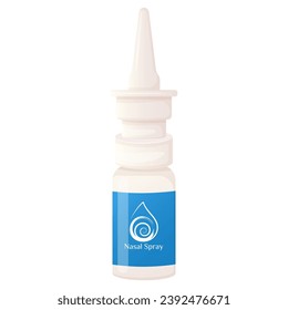 Nasal spray cold medicine illustration isolated on white. 