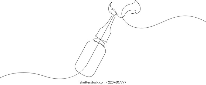 Nasal spray continuous line drawing. Cold, running nose, rhinitis. Medicine concept. Vector illustration.