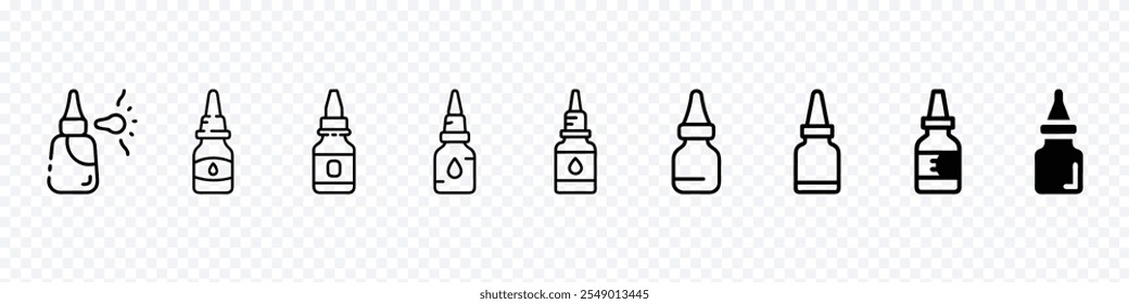 Nasal spray icon, Nasal spray bottle icon. medicated nasal decongestant spray, Nasal spray icon set