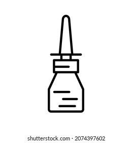 Nasal spray icon. Nasal spray linear icon. Vector illustration. Black nasal spray icon