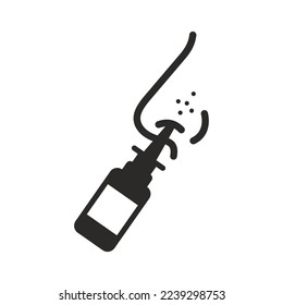 Nasal spray icon. Runny nose. Common cold. Vector icon isolated on white background.