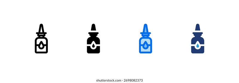 Nasal Spray Symbol setzen mehrere Stil Sammlung. Vektorgrafik.