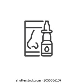 Nasenspray, Symbol. lineares Stilzeichen für mobiles Konzept und Webdesign. Medizinische Nasenspray Flasche Umriss Vektorsymbol. Symbol, Logo-Abbildung. Vektorgrafik