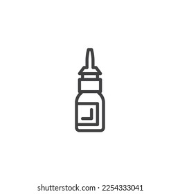 Nasal spray line icon. linear style sign for mobile concept and web design. Medical spray bottle outline vector icon. Symbol, logo illustration. Vector graphics