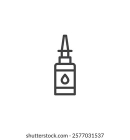 Nasal Spray line icon. linear style sign for mobile concept and web design. Nasal spray bottle with a nozzle outline vector icon. Symbol, logo illustration. Vector graphics