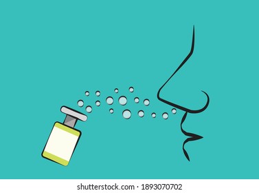 A Nasal Spray  Medicine Or A Type Of Mist Vaccine Concept. Editable Clip Art.