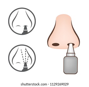 nasal spray and nose vector