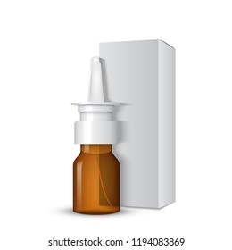 Nasal spray with package, isolated on white, vector design