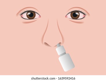 nasal spray sinus vector nose and brown eye